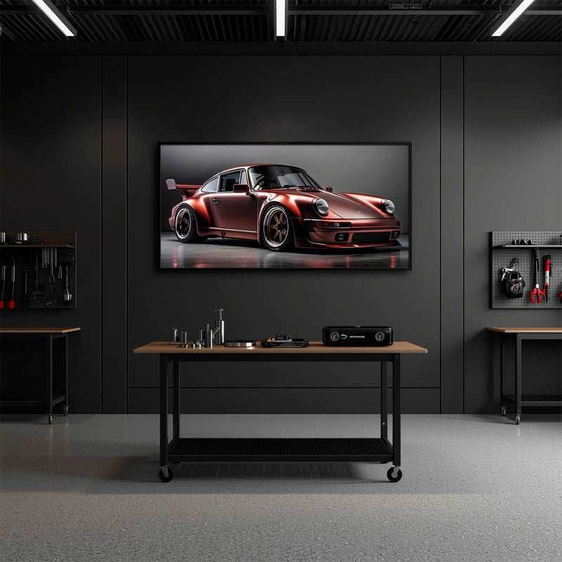 Porsche 911 RWB Shadowline Wall Art – Red Widebody Canvas Print Cars