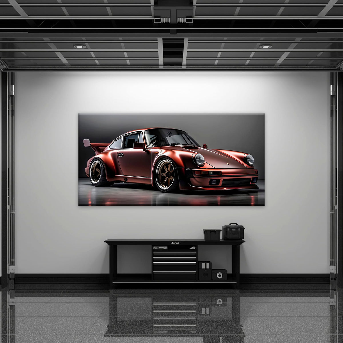 Porsche 911 RWB Shadowline Wall Art – Red Widebody Canvas Print Cars