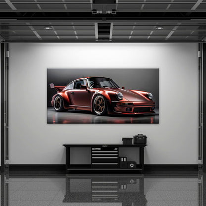Porsche 911 RWB Shadowline Wall Art – Red Widebody Canvas Print Cars