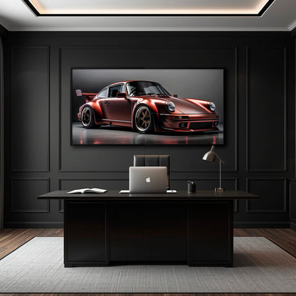 Porsche 911 RWB Shadowline Wall Art – Red Widebody Canvas Print Cars