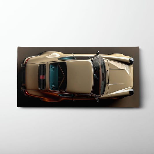 Porsche 911 Sandstone Silhouette Wall Art – Cream Car Canvas Print Cars