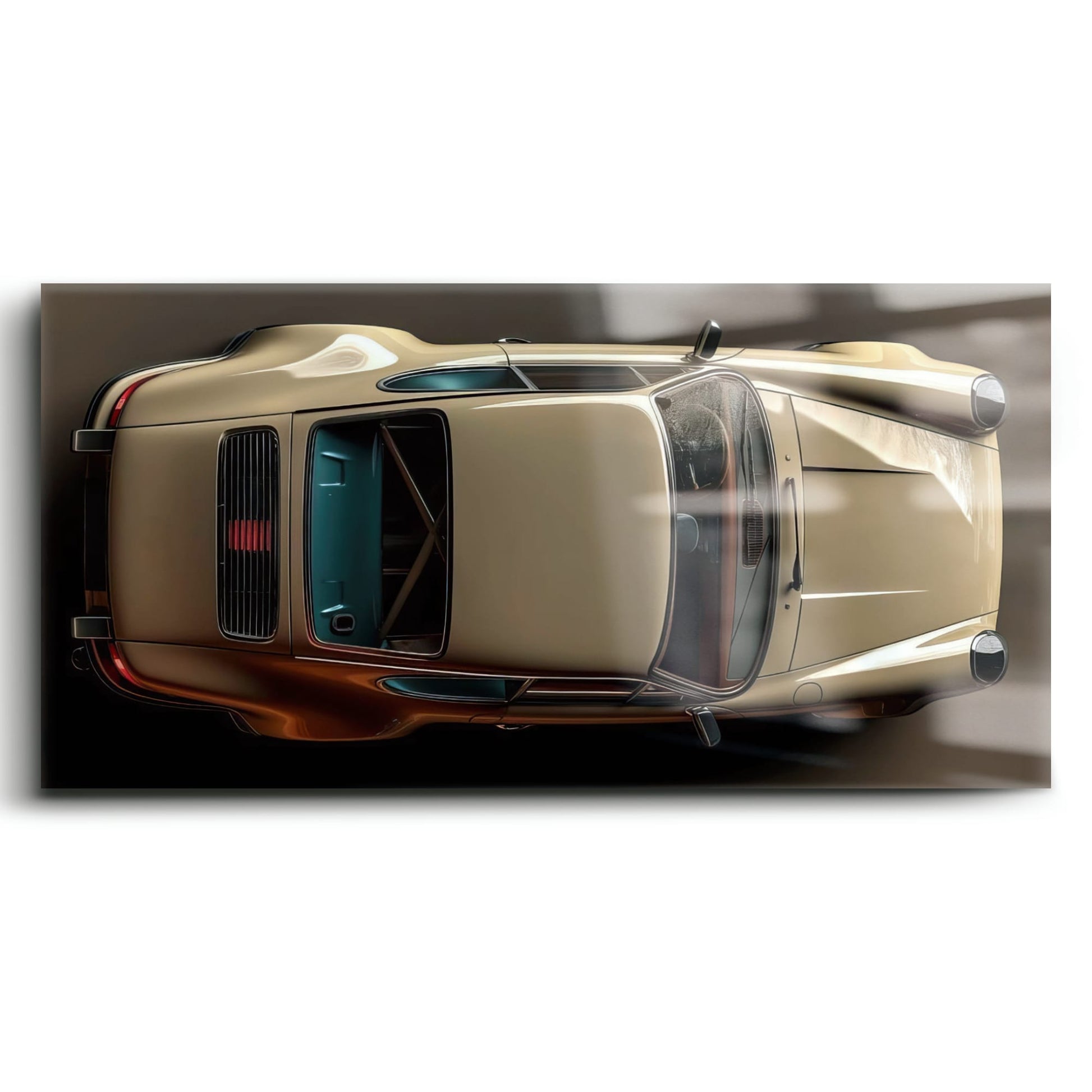 Porsche 911 Sandstone Silhouette Wall Art – Cream Car Canvas Print Cars