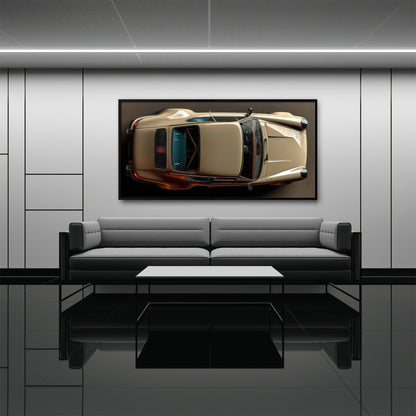 Porsche 911 Sandstone Silhouette Wall Art – Cream Car Canvas Print Cars