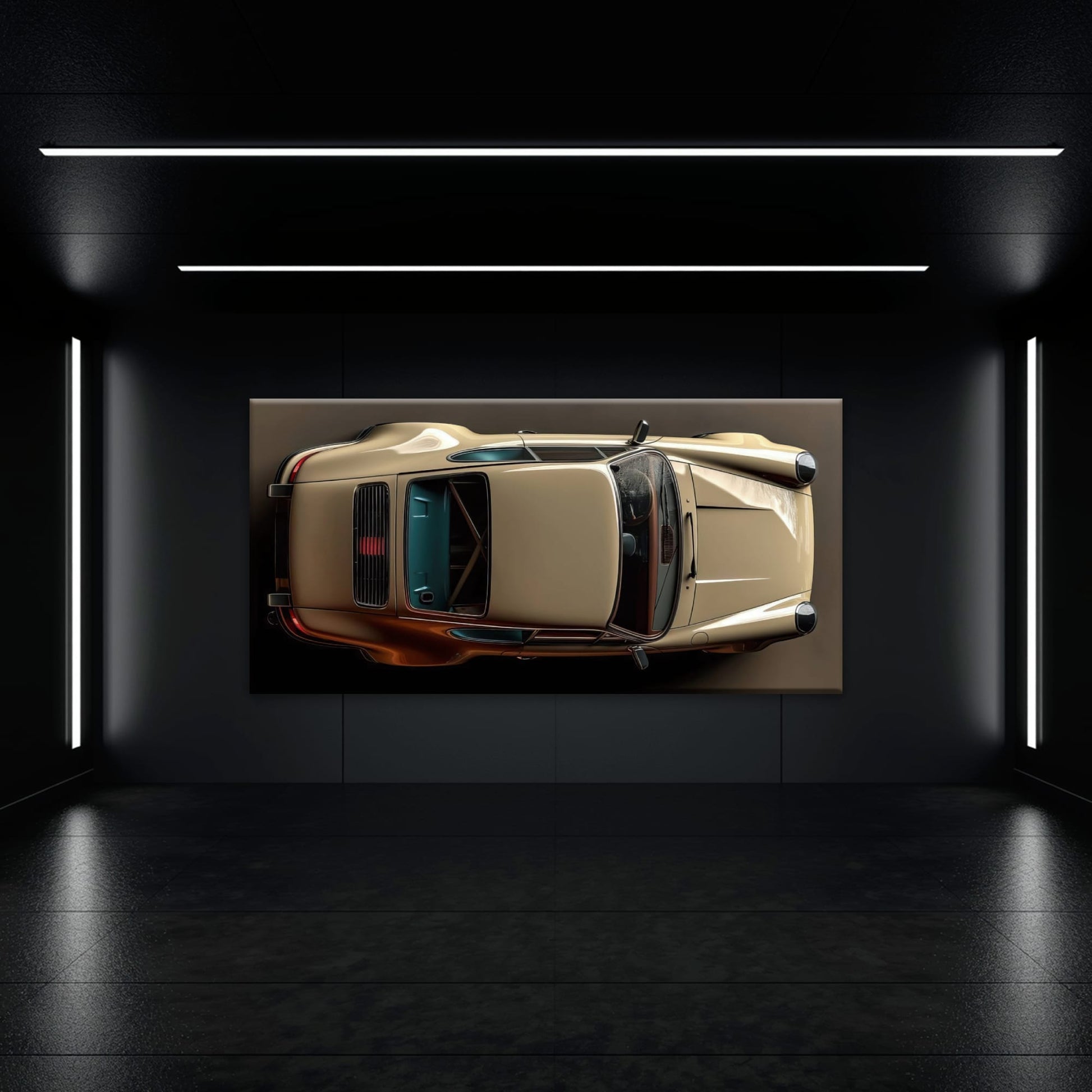 Porsche 911 Sandstone Silhouette Wall Art – Cream Car Canvas Print Cars