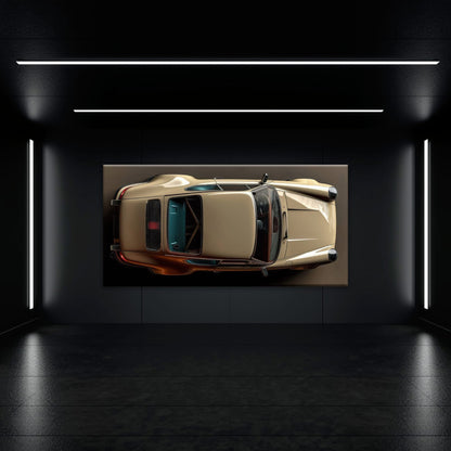 Porsche 911 Sandstone Silhouette Wall Art – Cream Car Canvas Print Cars
