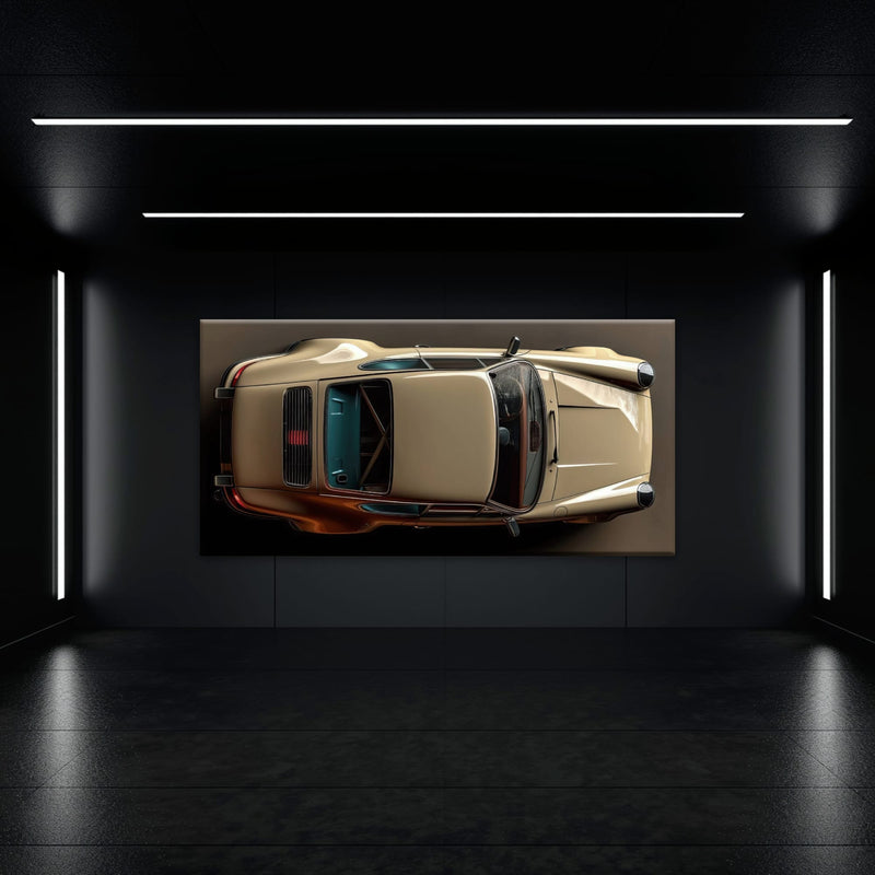 Porsche 911 Sandstone Silhouette Wall Art – Cream Car Canvas Print Cars