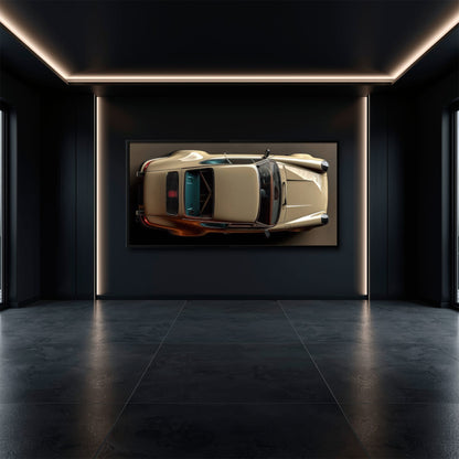 Porsche 911 Sandstone Silhouette Wall Art – Cream Car Canvas Print Cars
