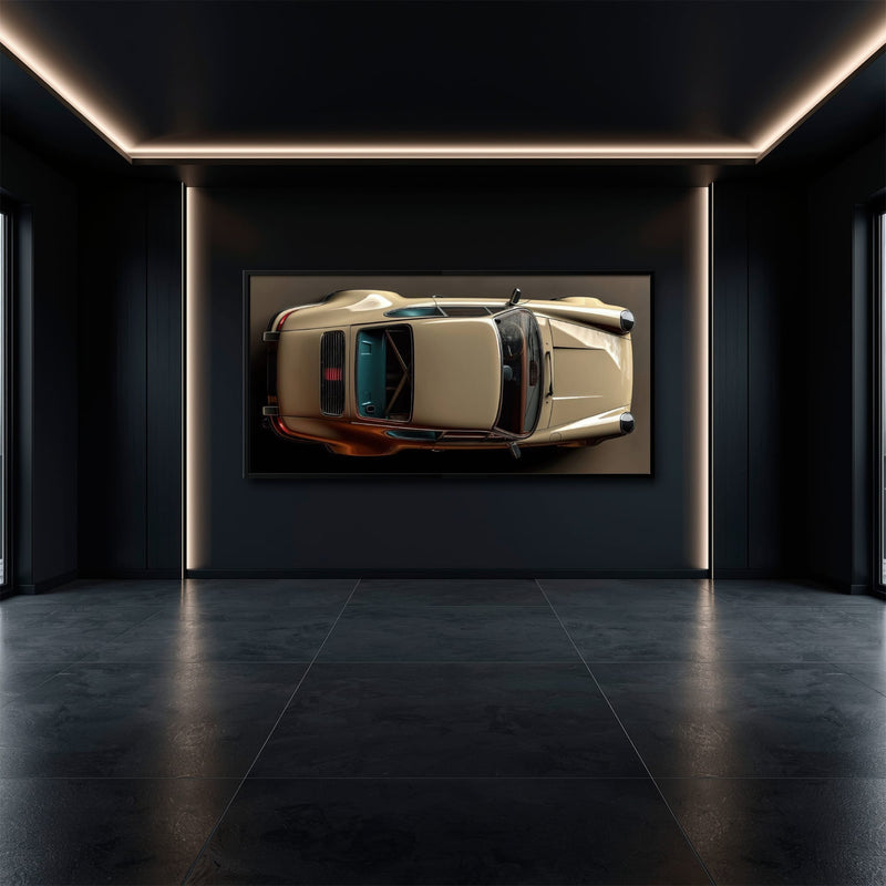 Porsche 911 Sandstone Silhouette Wall Art – Cream Car Canvas Print Cars