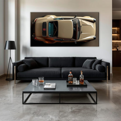 Porsche 911 Sandstone Silhouette Wall Art – Cream Car Canvas Print Cars