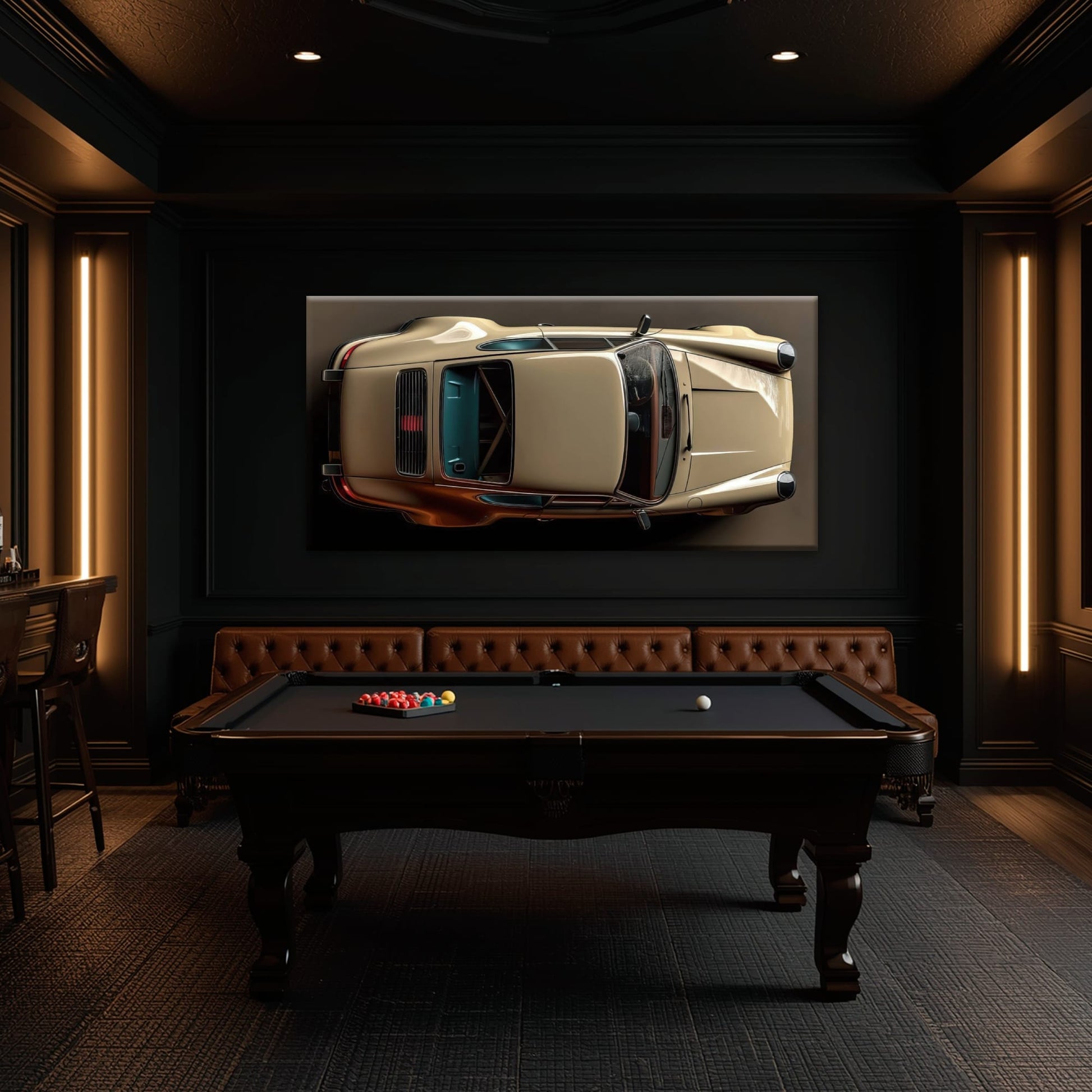 Porsche 911 Sandstone Silhouette Wall Art – Cream Car Canvas Print Cars