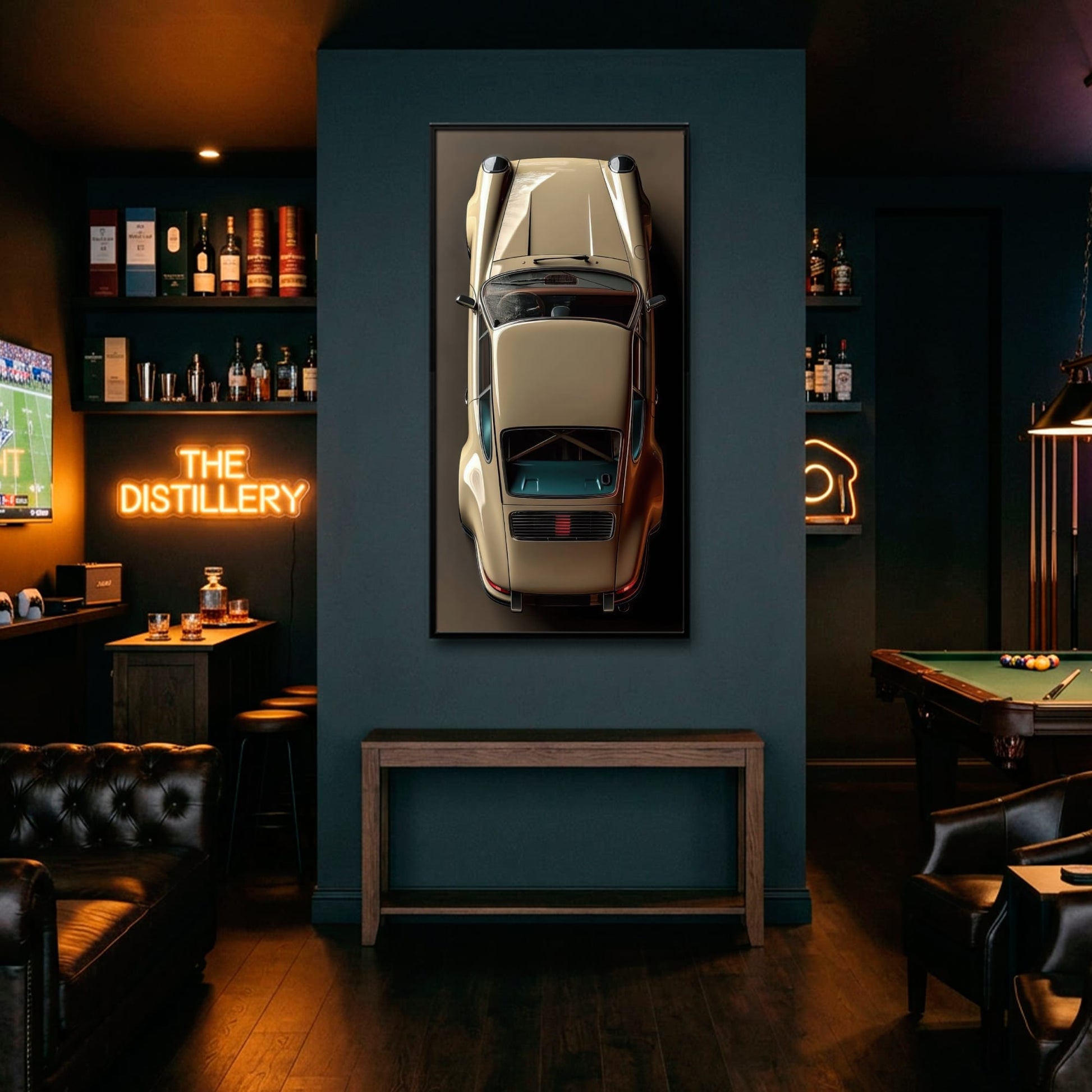 Porsche 911 Sandstone Silhouette Wall Art – Cream Car Canvas Print Cars