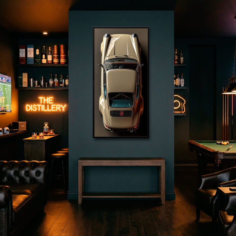 Porsche 911 Sandstone Silhouette Wall Art – Cream Car Canvas Print Cars