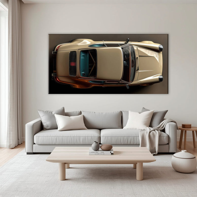 Porsche 911 Sandstone Silhouette Wall Art – Cream Car Canvas Print Cars