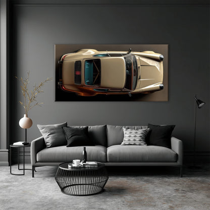 Porsche 911 Sandstone Silhouette Wall Art – Cream Car Canvas Print Cars