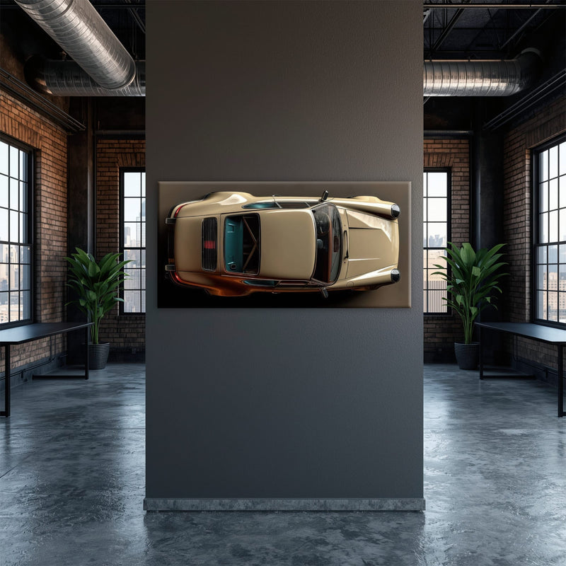Porsche 911 Sandstone Silhouette Wall Art – Cream Car Canvas Print Cars