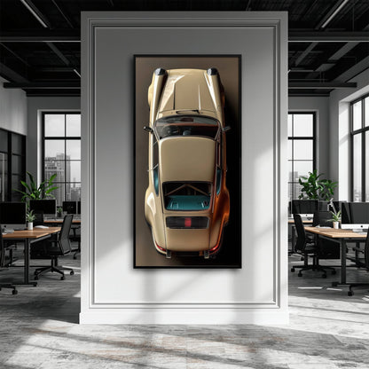 Porsche 911 Sandstone Silhouette Wall Art – Cream Car Canvas Print Cars