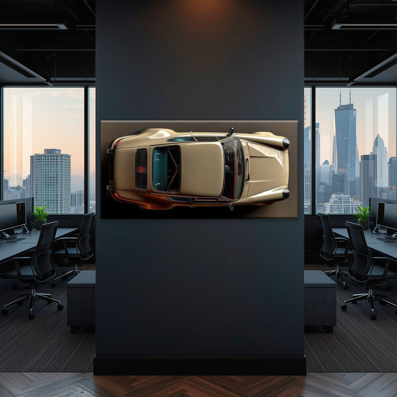 Porsche 911 Sandstone Silhouette Wall Art – Cream Car Canvas Print Cars