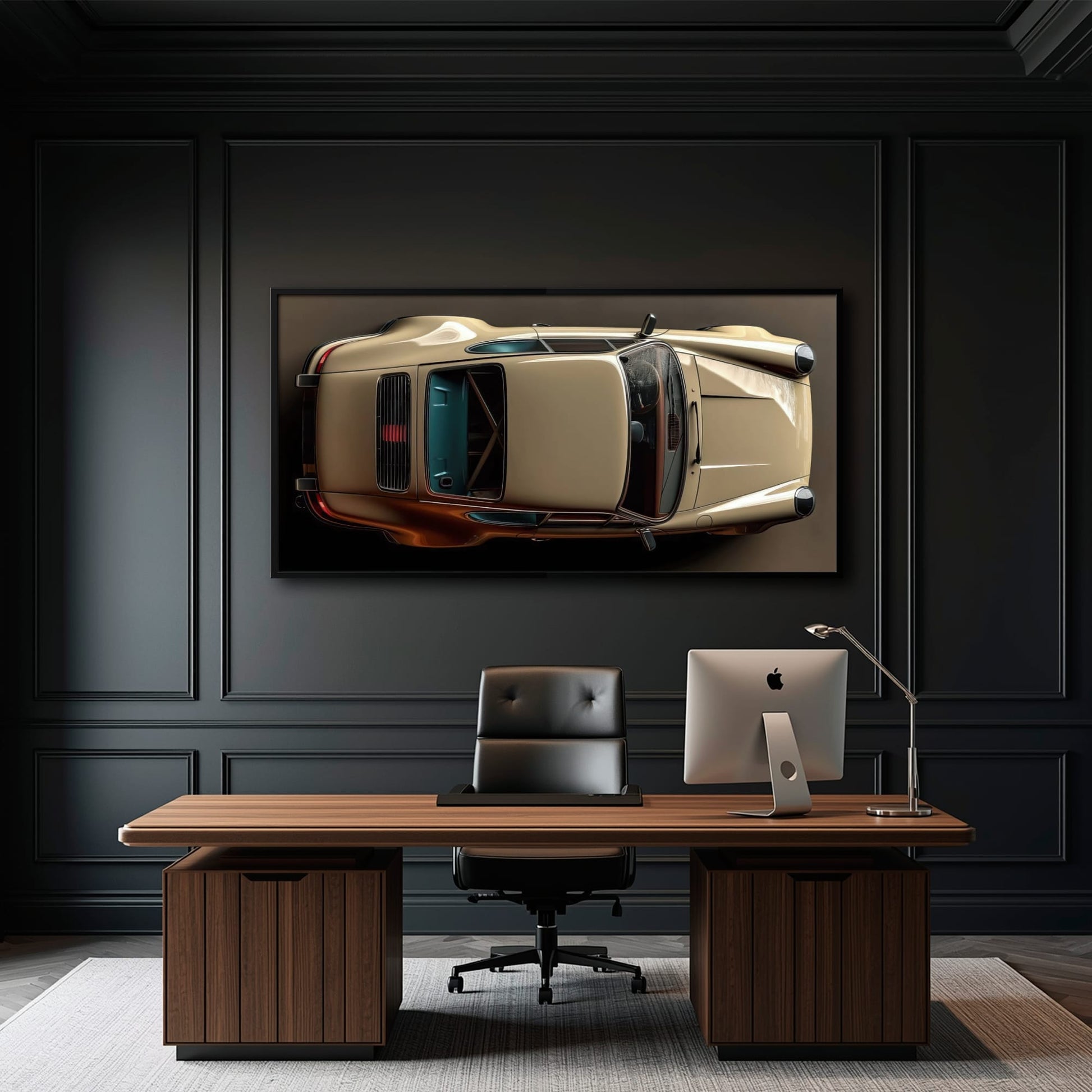 Porsche 911 Sandstone Silhouette Wall Art – Cream Car Canvas Print Cars