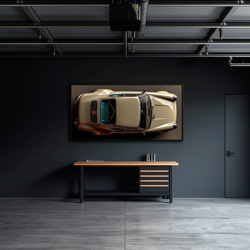 Porsche 911 Sandstone Silhouette Wall Art – Cream Car Canvas Print Cars