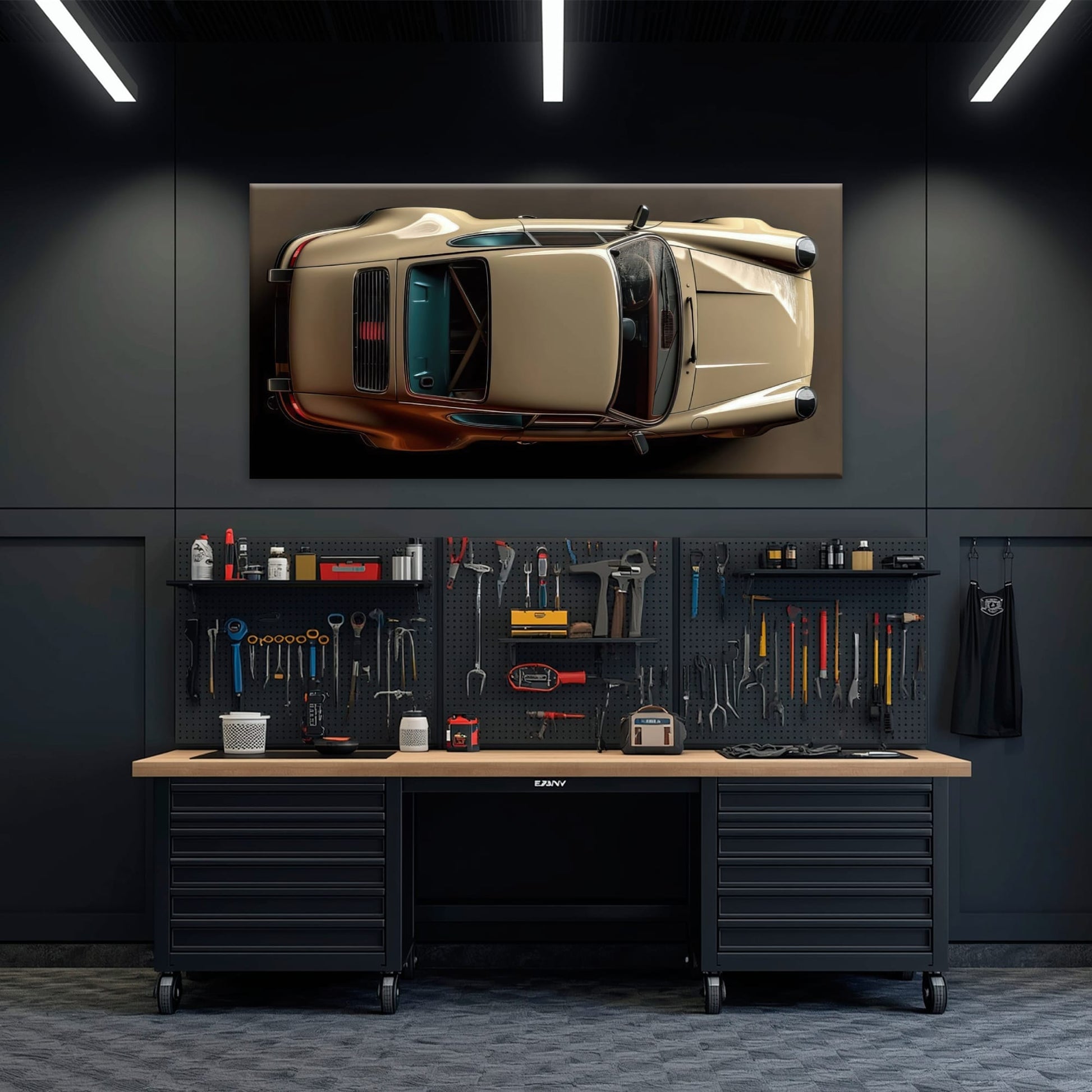 Porsche 911 Sandstone Silhouette Wall Art – Cream Car Canvas Print Cars