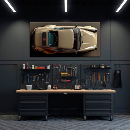 Porsche 911 Sandstone Silhouette Wall Art – Cream Car Canvas Print Cars