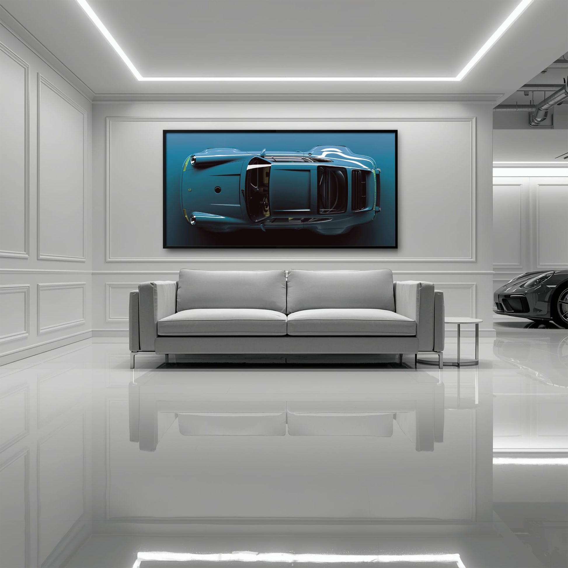 Blue Porsche 911 Wall Art – Sapphire Vector Canvas Print Cars