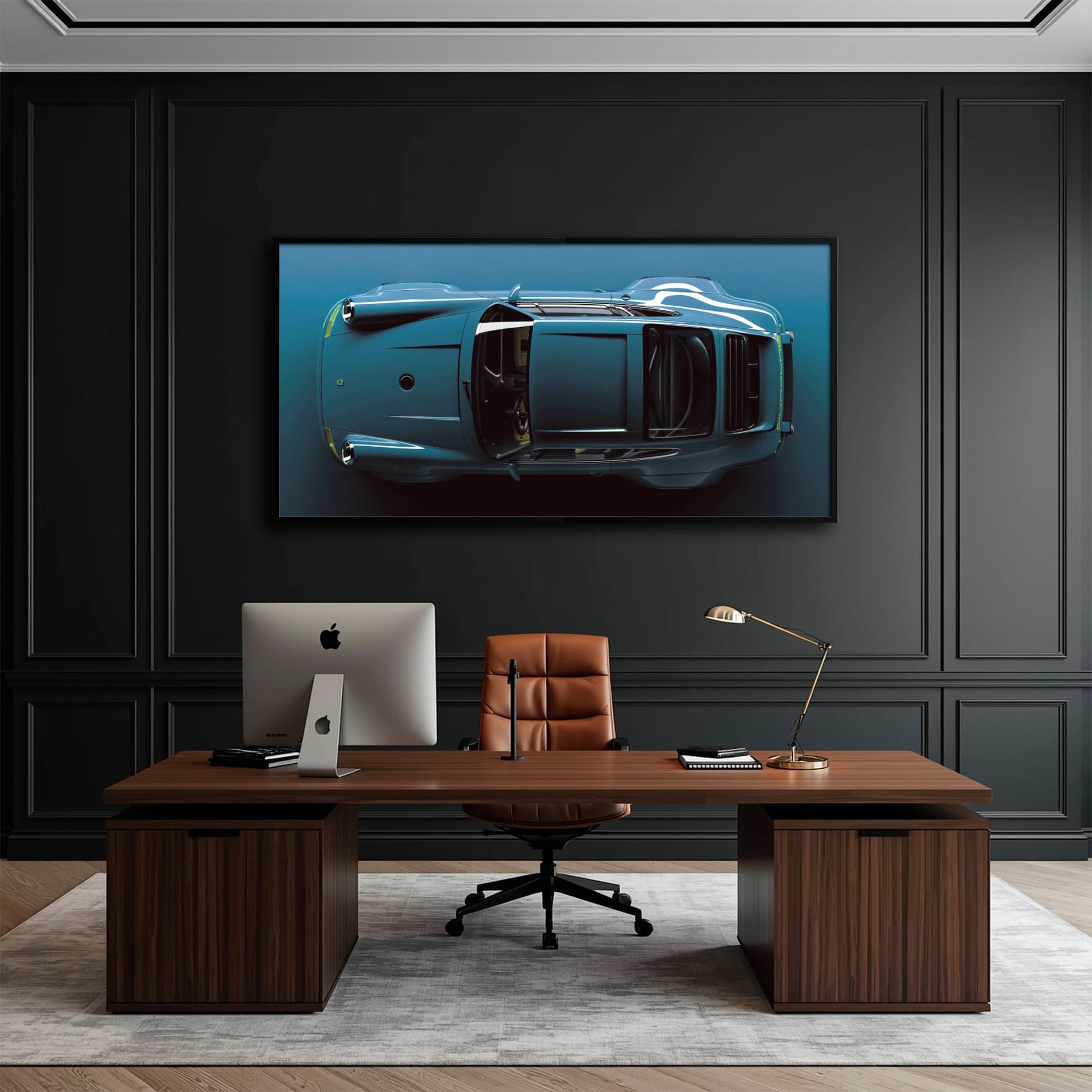 Blue Porsche 911 Wall Art – Sapphire Vector Canvas Print Cars