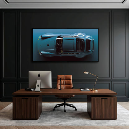 Blue Porsche 911 Wall Art – Sapphire Vector Canvas Print Cars