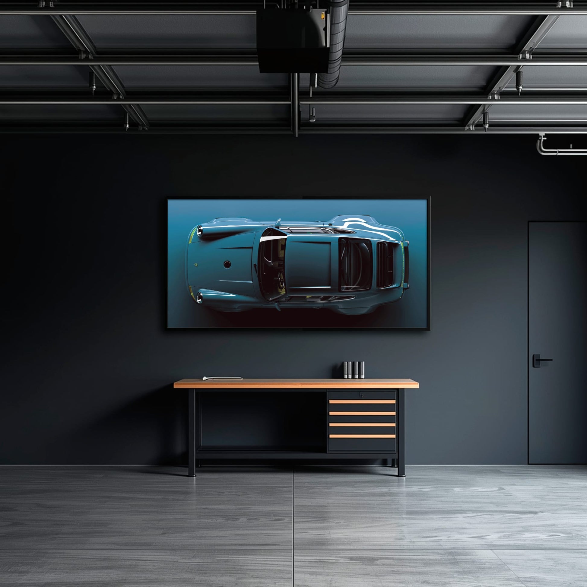 Blue Porsche 911 Wall Art – Sapphire Vector Canvas Print Cars