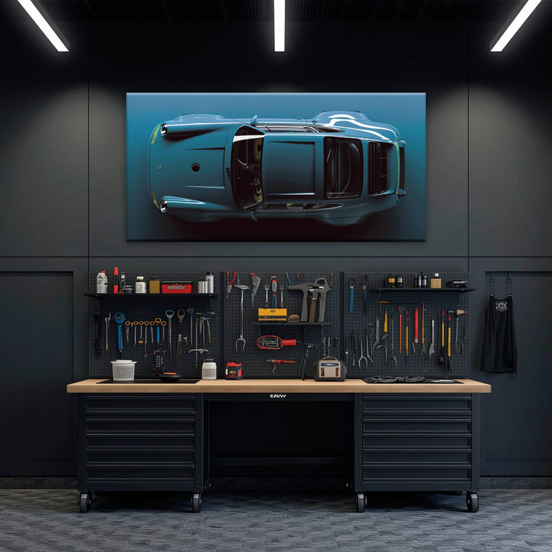 Blue Porsche 911 Wall Art – Sapphire Vector Canvas Print Cars