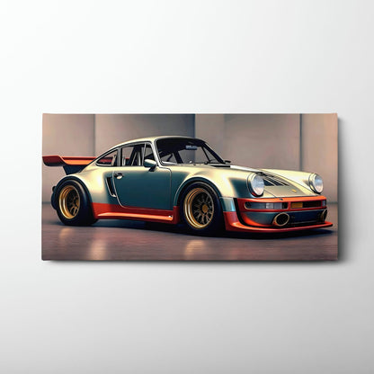 Porsche 911 Wall Art – Silver Widebody Canvas Print Cars