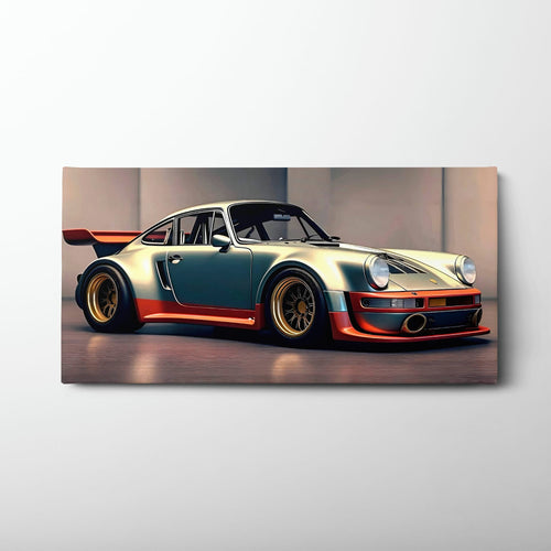 Porsche 911 Wall Art – Silver Widebody Canvas Print Cars
