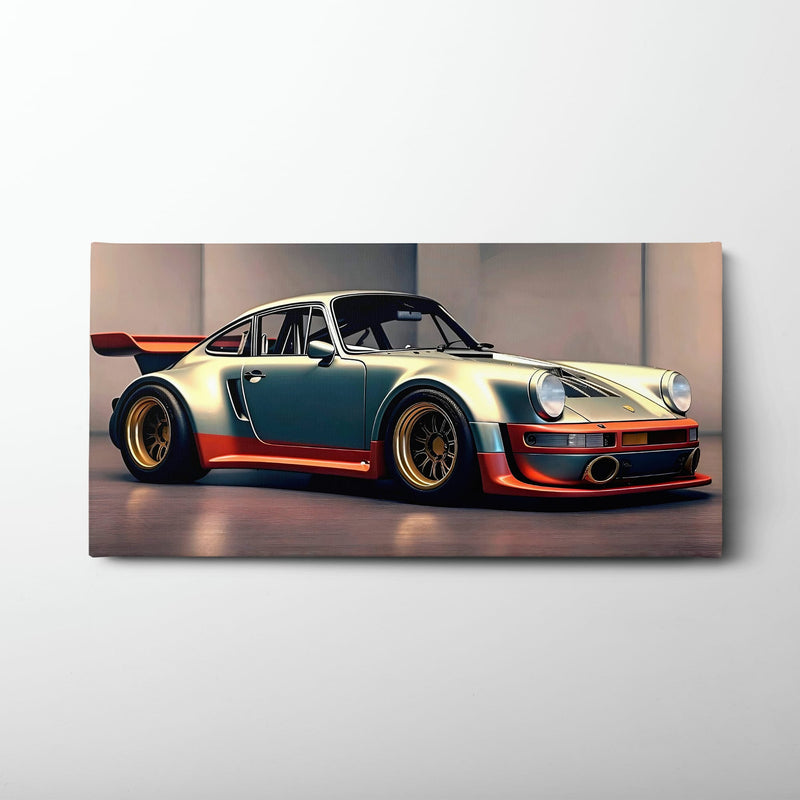 Porsche 911 Wall Art – Silver Widebody Canvas Print Cars