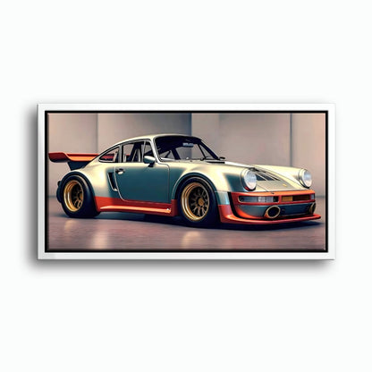 Porsche 911 Wall Art – Silver Widebody Canvas Print Cars