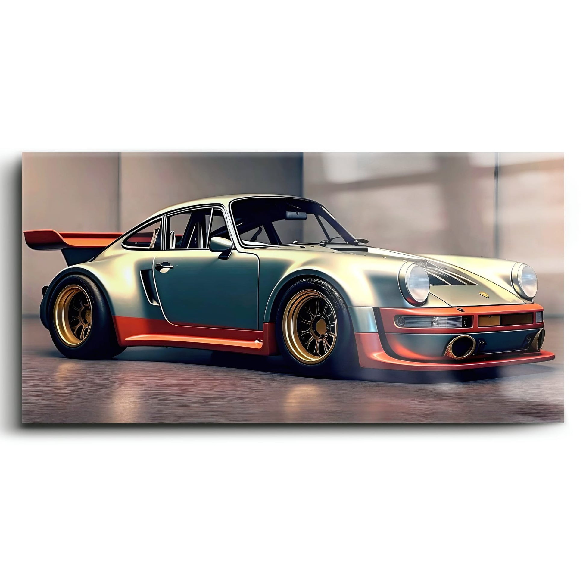 Porsche 911 Wall Art – Silver Widebody Canvas Print Cars
