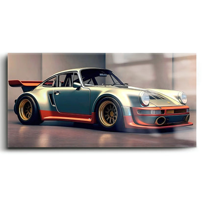 Porsche 911 Wall Art – Silver Widebody Canvas Print Cars