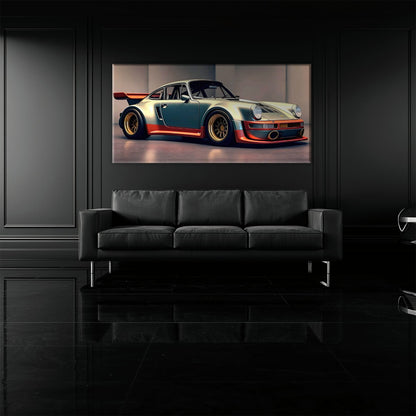Porsche 911 Wall Art – Silver Widebody Canvas Print Cars