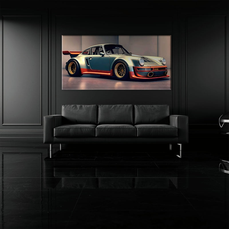 Porsche 911 Wall Art – Silver Widebody Canvas Print Cars