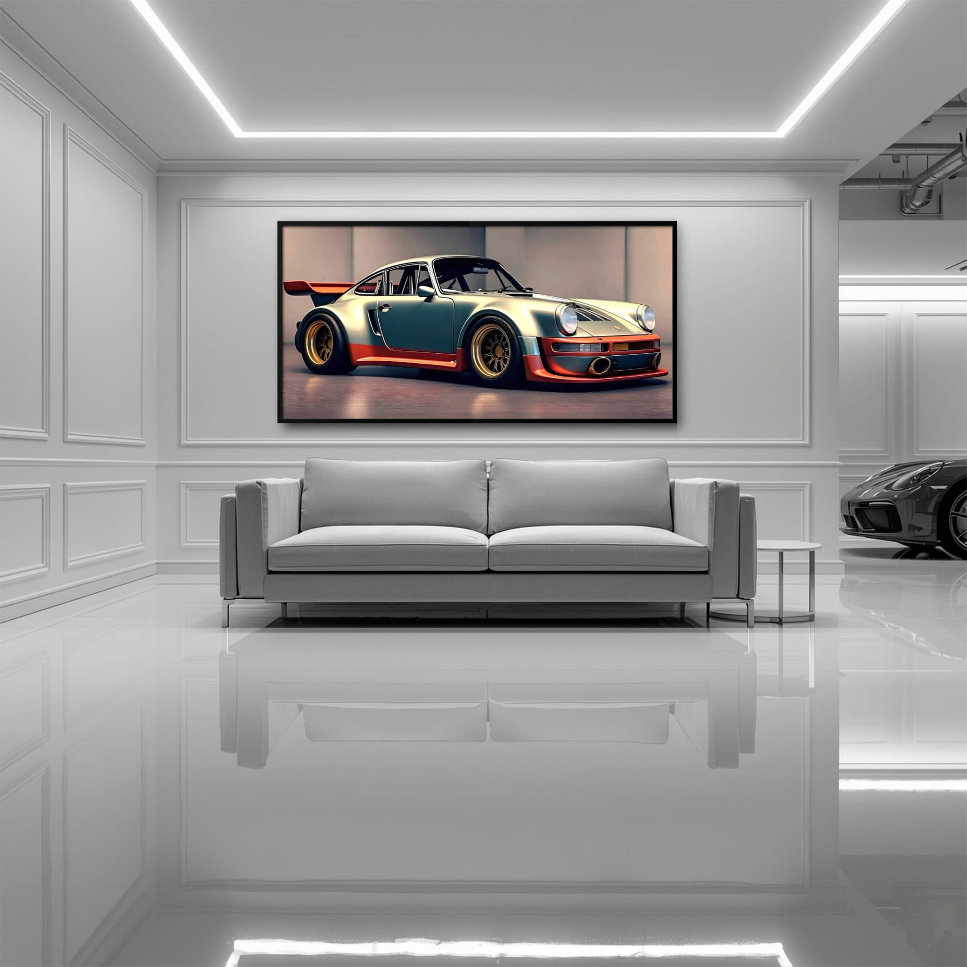 Porsche 911 Wall Art – Silver Widebody Canvas Print Cars