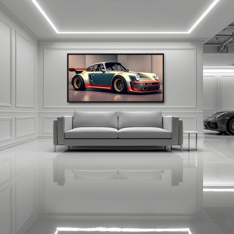 Porsche 911 Wall Art – Silver Widebody Canvas Print Cars