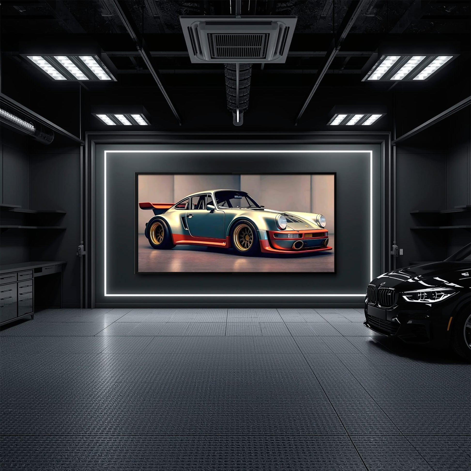 Porsche 911 Wall Art – Silver Widebody Canvas Print Cars