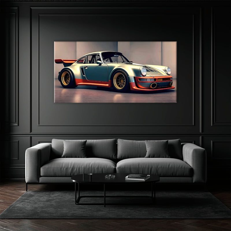 Porsche 911 Wall Art – Silver Widebody Canvas Print Cars