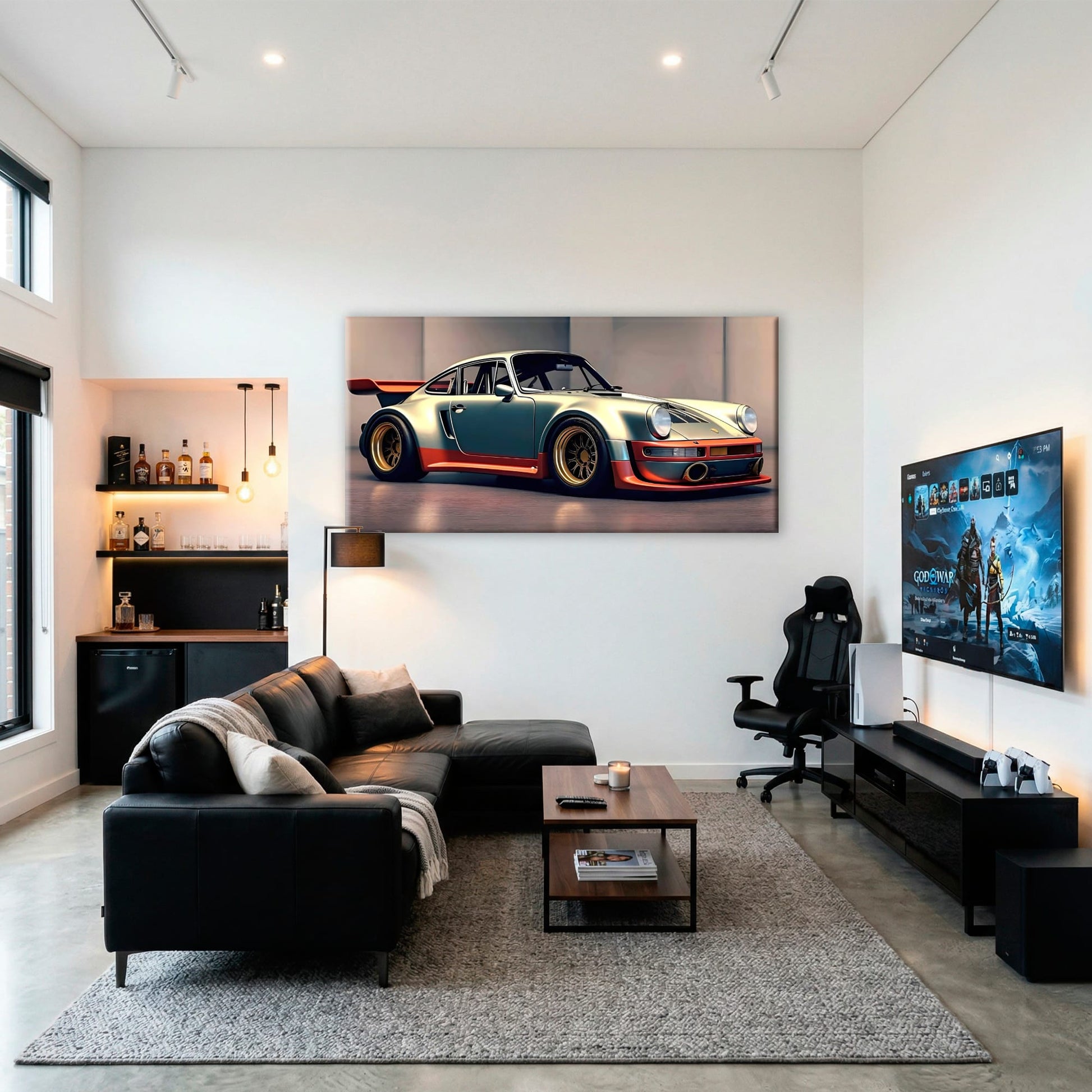 Porsche 911 Wall Art – Silver Widebody Canvas Print Cars