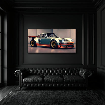 Porsche 911 Wall Art – Silver Widebody Canvas Print Cars