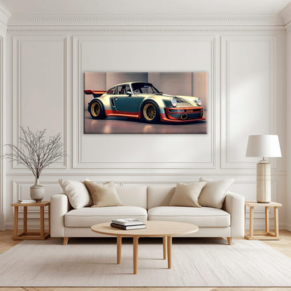 Porsche 911 Wall Art – Silver Widebody Canvas Print Cars