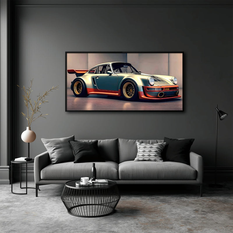 Porsche 911 Wall Art – Silver Widebody Canvas Print Cars