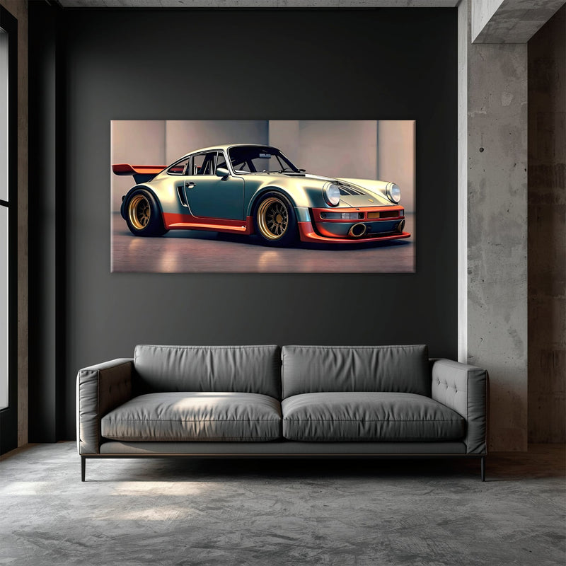 Porsche 911 Wall Art – Silver Widebody Canvas Print Cars