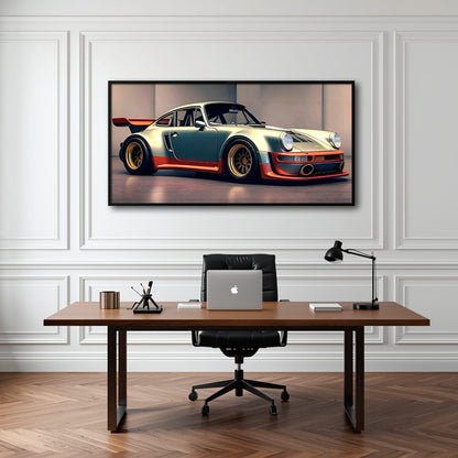 Porsche 911 Wall Art – Silver Widebody Canvas Print Cars