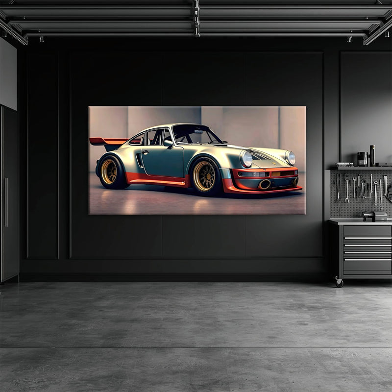 Porsche 911 Wall Art – Silver Widebody Canvas Print Cars