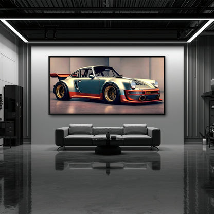 Porsche 911 Wall Art – Silver Widebody Canvas Print Cars
